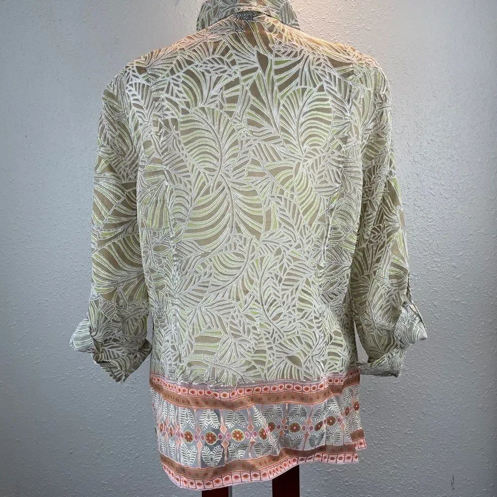 NWT Multiples Sheer Button Down Top Size L - Picture 9 of 11